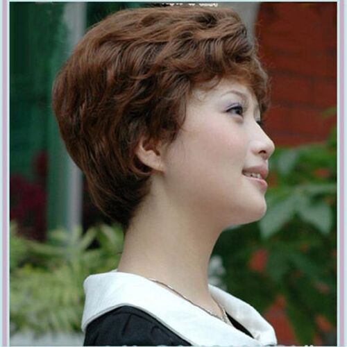 真发假发女短发妈妈中老年假发圆脸短卷发中年人修脸假发真人发丝