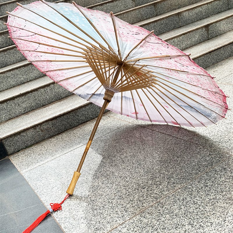 泸州古典油纸伞防雨防晒古代雨伞古装伞白色樱花 舞蹈道具伞