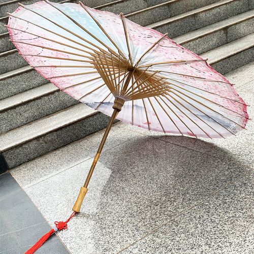泸州古典油纸伞防雨防晒古代雨伞古装伞白色樱花 舞蹈道具伞