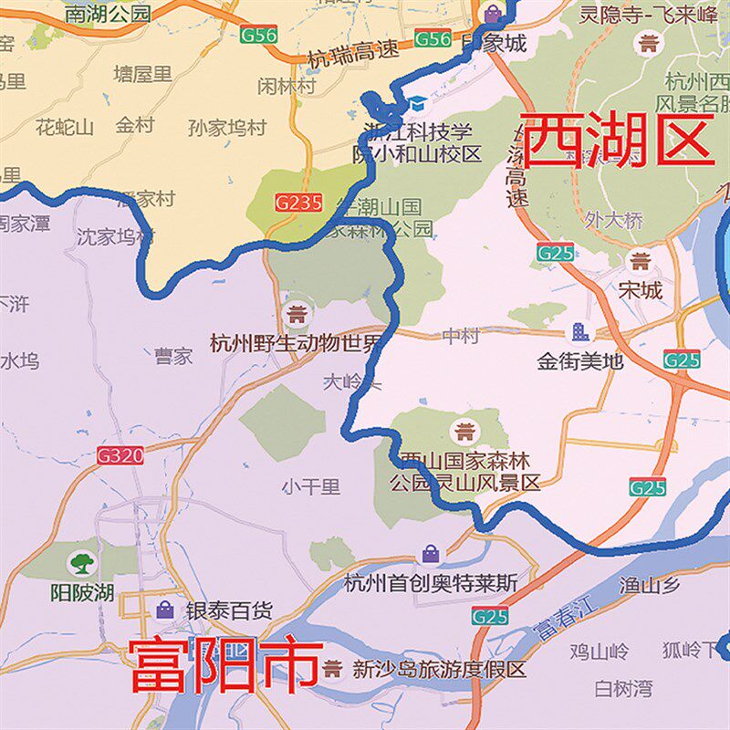 2023新款杭州市地图贴图办公室挂图高清防水墙壁贴超大装饰画定制