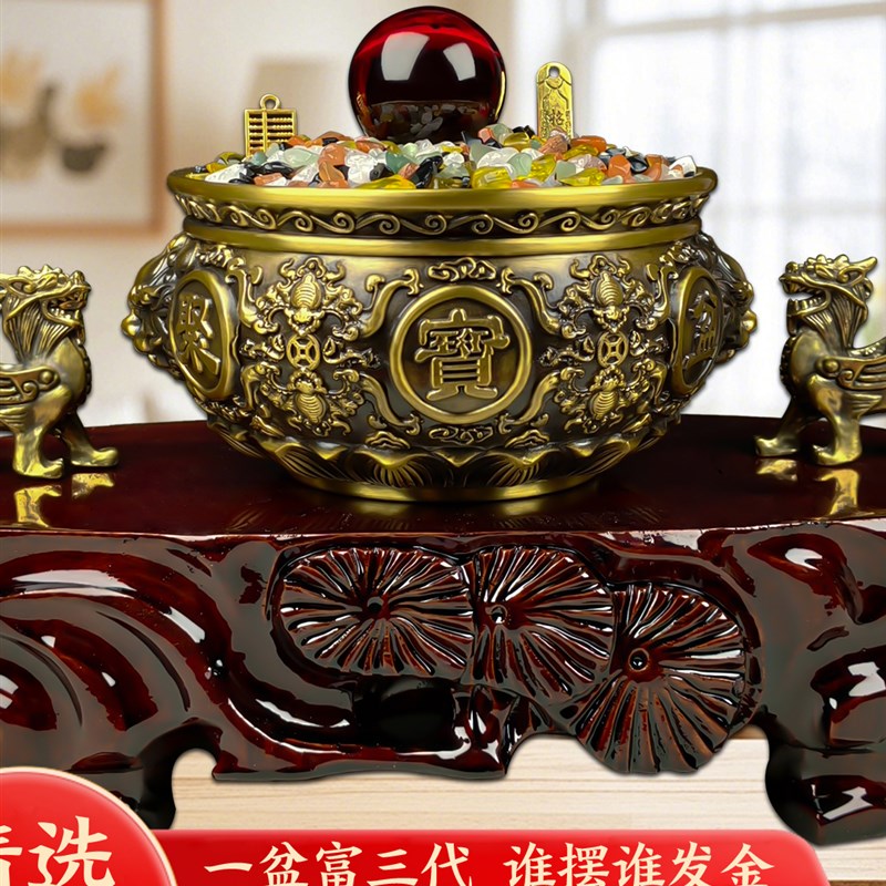 招财进宝摆件家用旺宅家中玄关客厅明财位装饰貔貅聚宝盆生财聚财