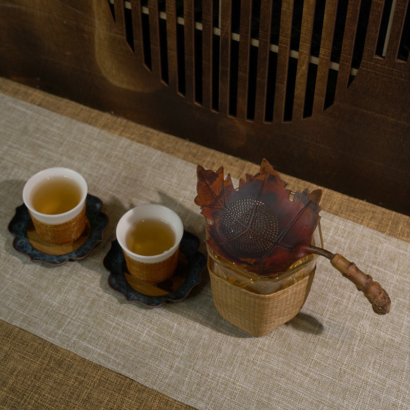 竹根手工紫铜茶漏纯铜茶滤滤网茶叶过滤器茶道功夫茶具配件过滤器