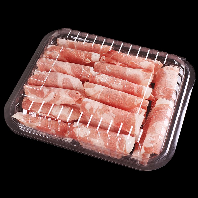 一次性肥牛盒一斤装羊肉片卷塑料包装盒 透明涮锅肉片盒500g克装