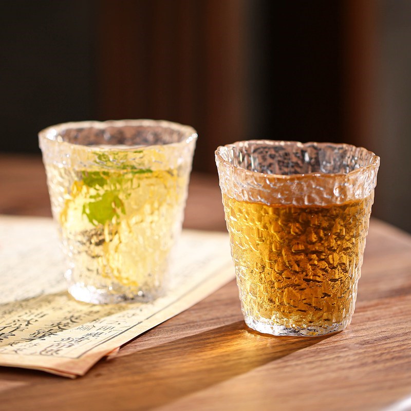 日式冰纹杯洋酒杯子水晶玻璃家用啤酒杯威士忌杯洋酒杯锤纹烈酒杯
