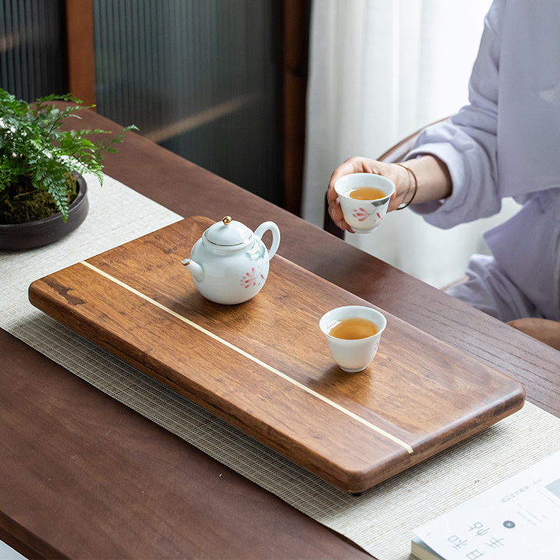 家用茶盘功夫茶具大型竹制干泡茶台茶海排水管简约储水式沥水托盘