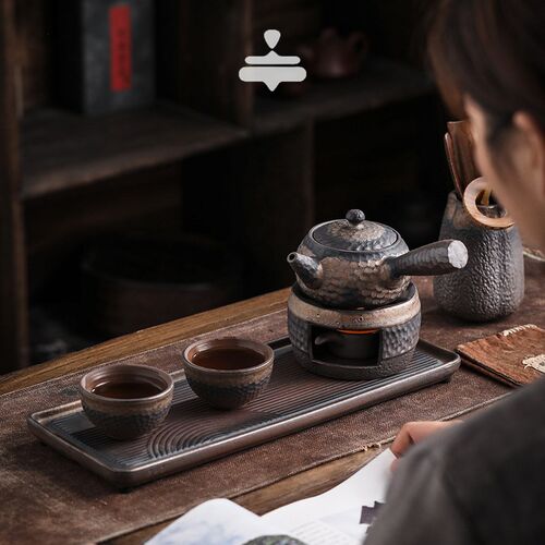一题日式手工锤纹茶器提梁壶套组家用简约温茶煮茶功夫茶具礼盒装