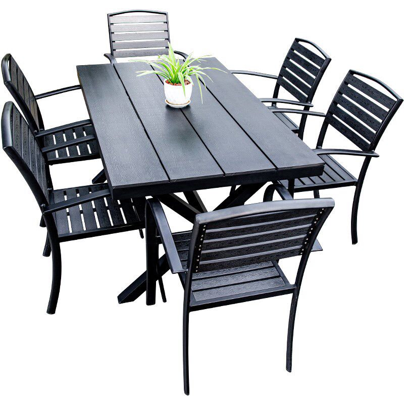 藤朝户外铝合金塑木桌椅庭院别墅花园桌椅露阳台室外休闲茶桌长凳