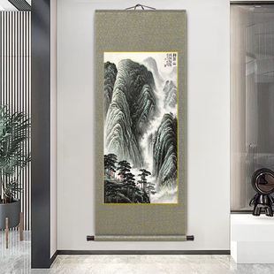 李可染万山红遍名家卷轴挂画新中式客厅装饰画书房茶室办公室壁画