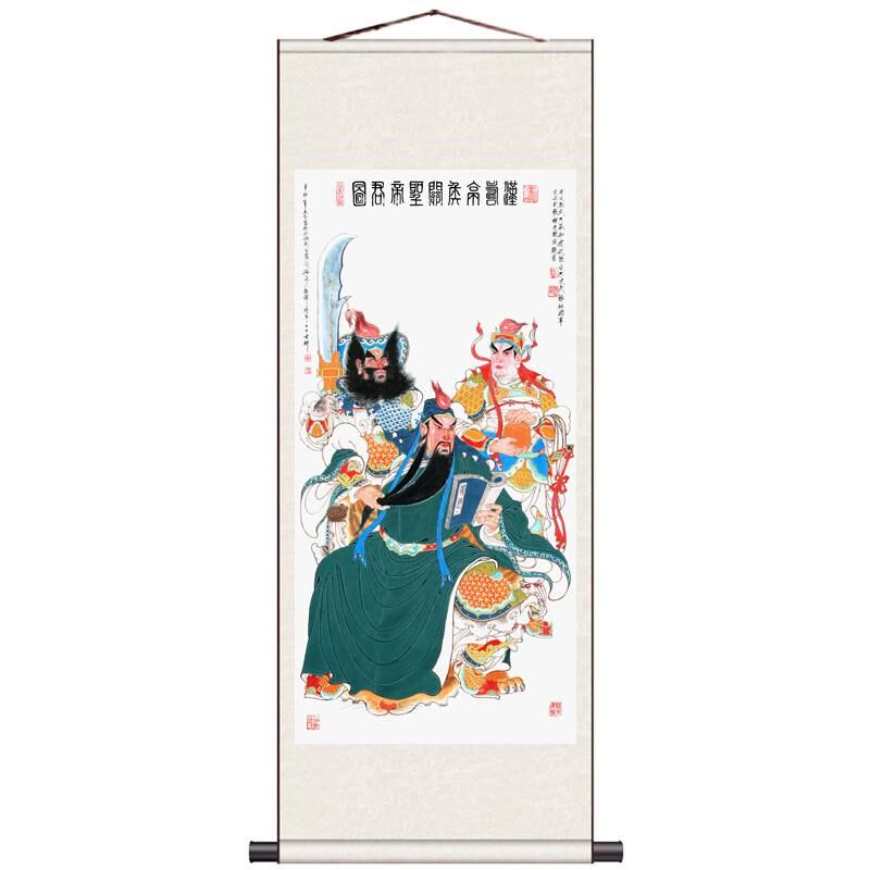 人物画茶圣陆羽五虎上将三国人物卷轴画茶楼古典装饰壁画卷轴挂画