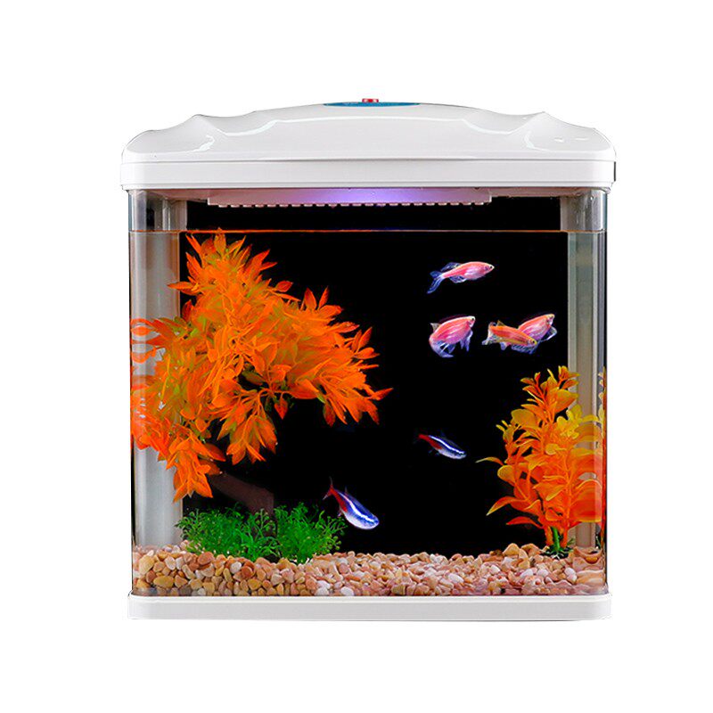 森森迷你鱼缸小鱼缸 小型 桌面水族箱金鱼缸玻璃生免换水家用缸