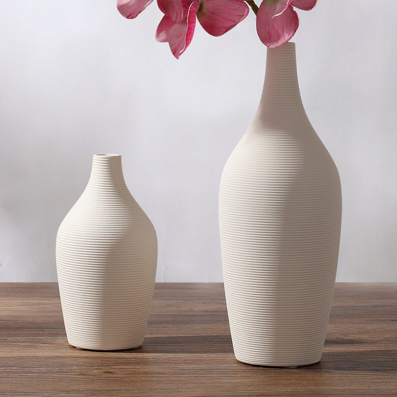 韩国北欧简约家居花器饰品客厅创意花插花瓶素烧陶瓷干花花瓶