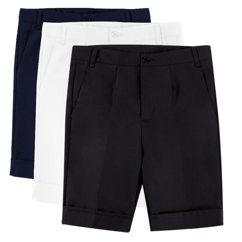 儿童西装短裤背带男童黑色中裤外穿夏季小学生表演服白色五分裤子