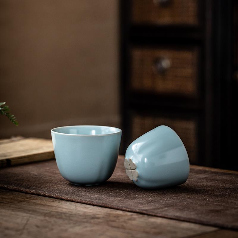 汝山明汝窑樱花快客杯 便携可收纳旅行茶具户外 一壶两杯泡茶壶