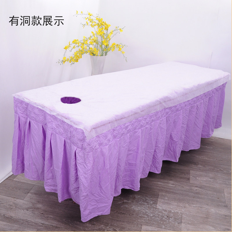 美容院一次性白色床单100张/包加厚美容床按摩铺床专用带洞一次性