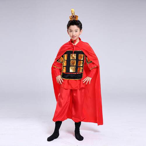 儿童古代士兵将军盔甲汉服木兰辞戏曲男女童舞蹈演出服花木兰服装
