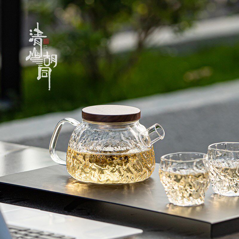 日式锤纹玻璃煮茶壶创意手工耐热高硼硅玻璃温茶器花茶绿茶泡茶壶