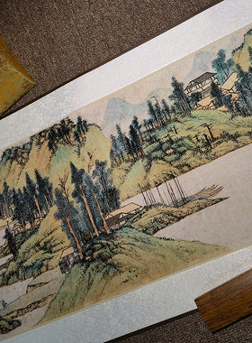 明 文徵明 浒溪草堂图国画山水人物画中式客厅书房茶室装饰画挂画
