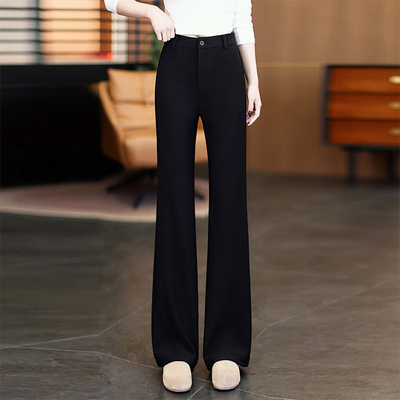 微喇裤女春秋季2026新款休闲百搭高腰显瘦垂感黑色直筒喇叭裤长裤