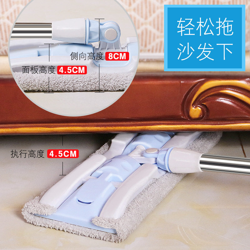 夹毛巾拖把家用可夹大尺寸除尘纸平板拖不锈钢伸缩杆可拆洗拖把布