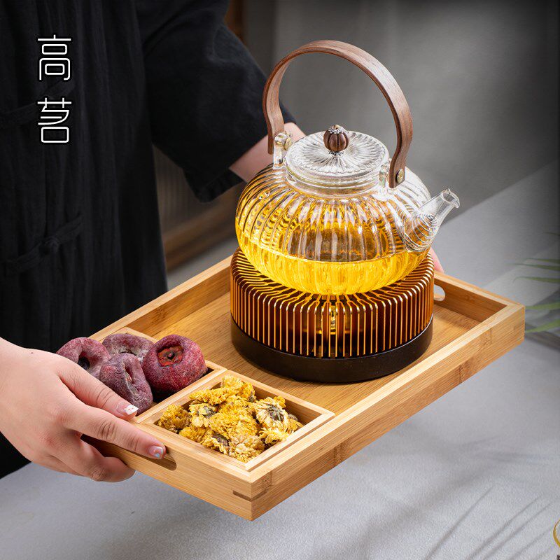 玻璃花茶壶套装蜡烛加热温茶器底座煮茶器下午茶具轻奢精致煮茶炉
