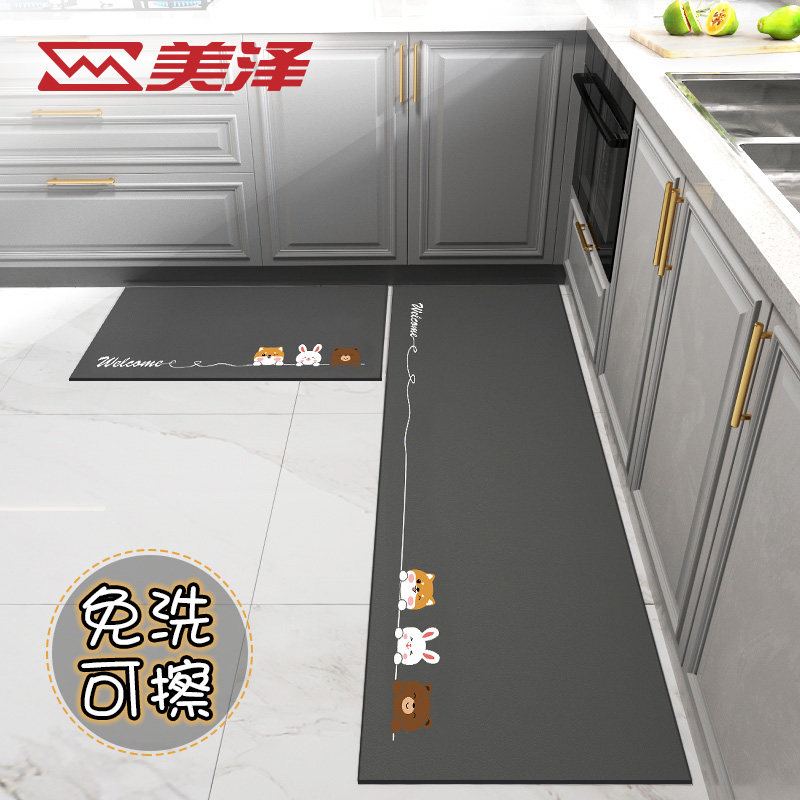 卡通厨房防滑防油地垫免洗可擦垫子家用pvc防水防潮长条耐脏脚垫