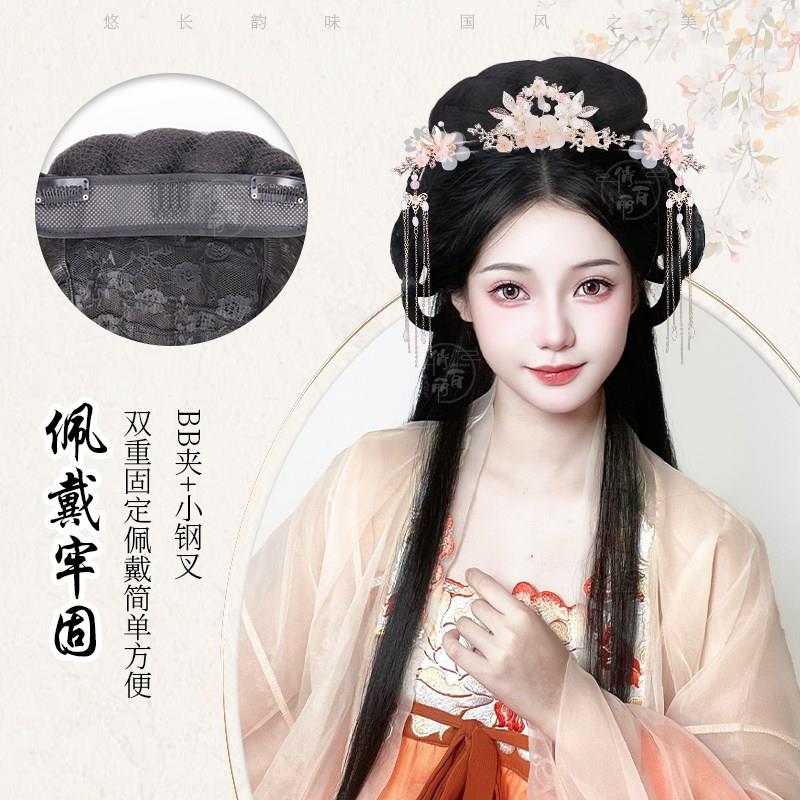 汉服假发一体式全头套造型头饰古风懒人发箍古装发髻盘发发包女