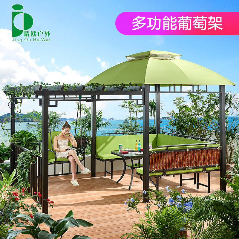 精欧户外凉亭葡萄架庭院简易别墅花园亭子楼顶休闲亭农家乐户外房