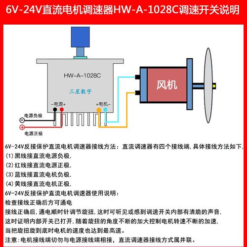棉花糖机调速开关12V24V直流风扇电机HW-A-1028C无极大功率调速器