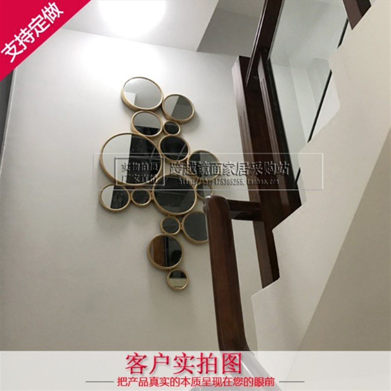 圆形餐边镜玄关镜客厅装饰镜艺术镜壁挂电视背景墙创意镜子挂件
