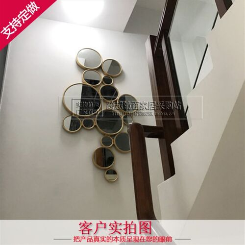 圆形餐边镜玄关镜客厅装饰镜艺术镜壁挂电视背景墙创意镜子挂件
