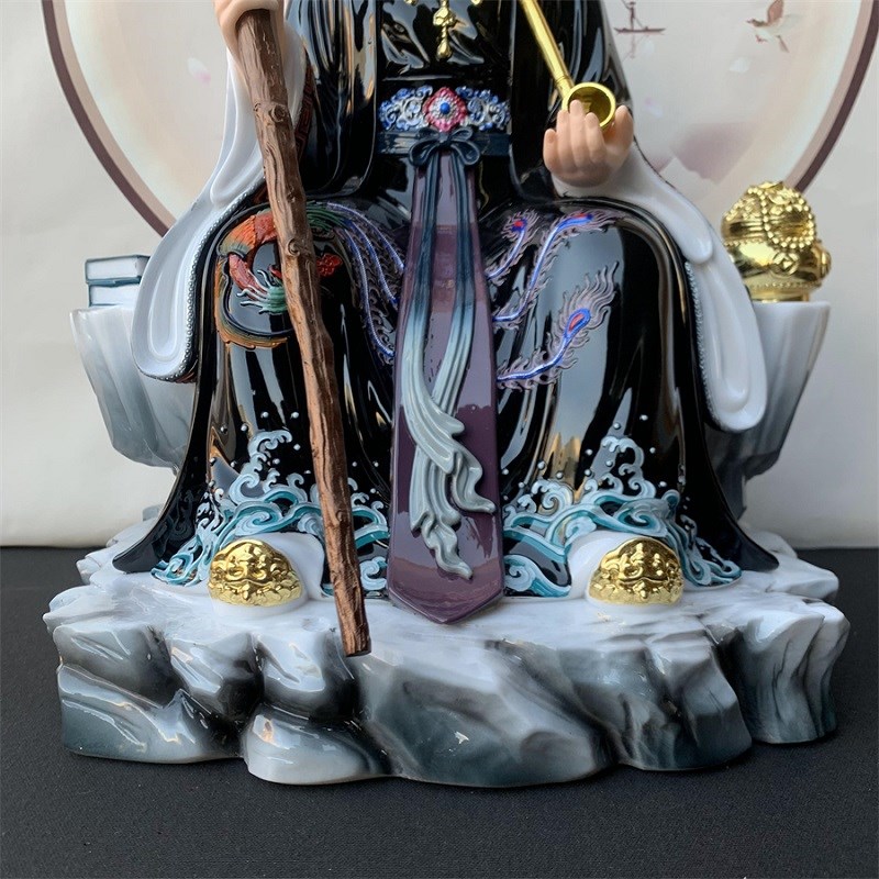 新款仿白瓷黑老太太神像铁刹山黑妈妈黑奶奶像体黑姥姥佛像摆件
