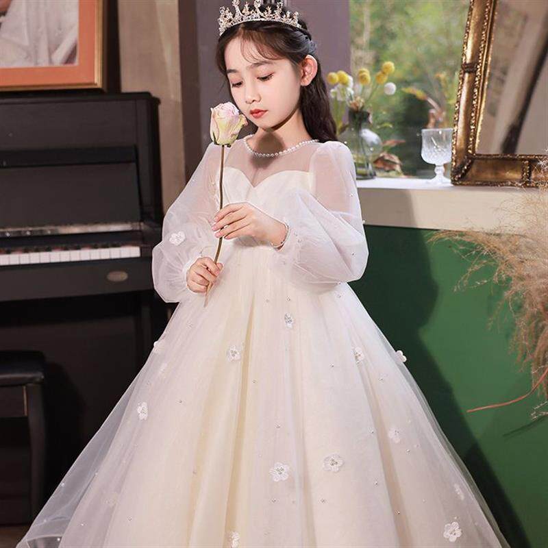 花童婚礼小女孩礼服大码生日公主裙微胖mm十岁婚纱主持钢琴演出服