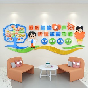 学校心理宣泄咨询室文化背景墙装饰创意3d立体墙贴教室装饰贴纸画