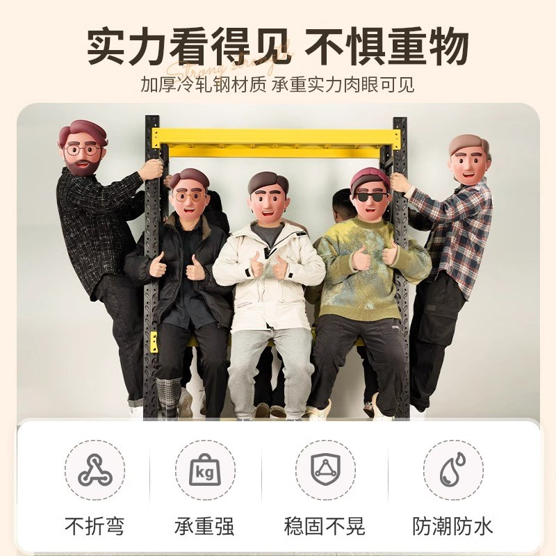 衣架家用挂衣室内开放式衣帽架衣柜简易组装阳台货架落地式置物架