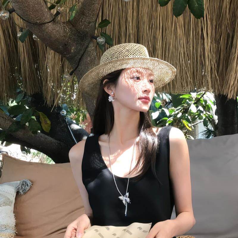 拍照好看的草帽巴拿马法式拉菲草编织遮阳帽夏帽女时尚洋派防晒帽