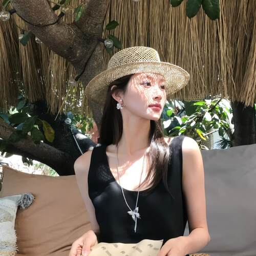 拍照好看的草帽巴拿马法式拉菲草编织遮阳帽夏帽女时尚洋派防晒帽
