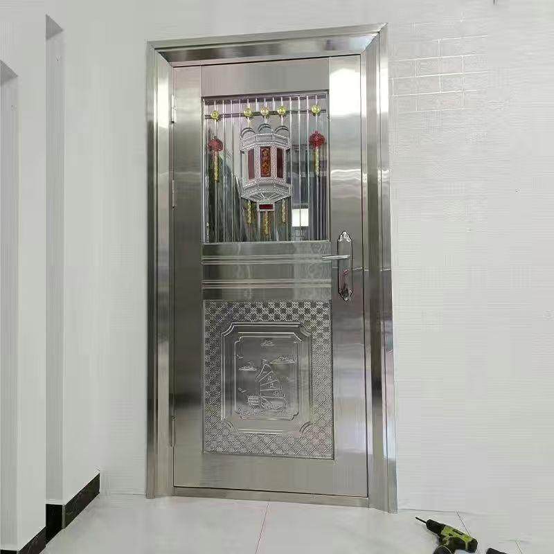 304不锈钢门特厚家用进户门防盗门半玻折板门自建房阳台门可定制