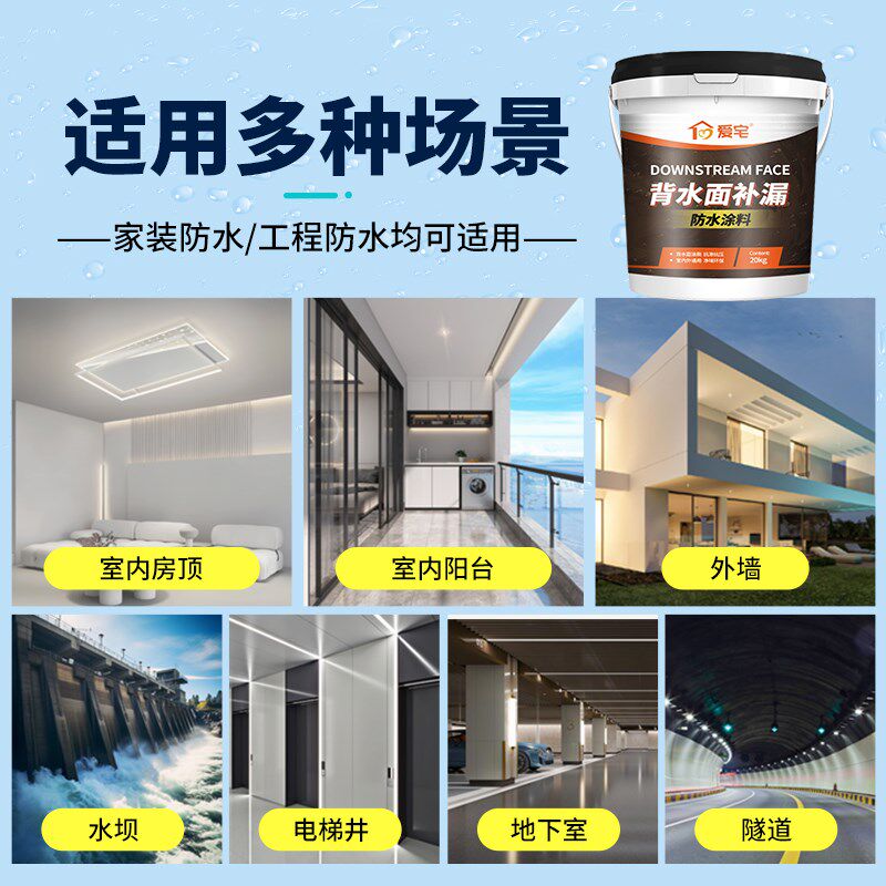 背水面防水涂料屋顶墙面天花板裂缝返碱漏水专用双面防水补漏材料