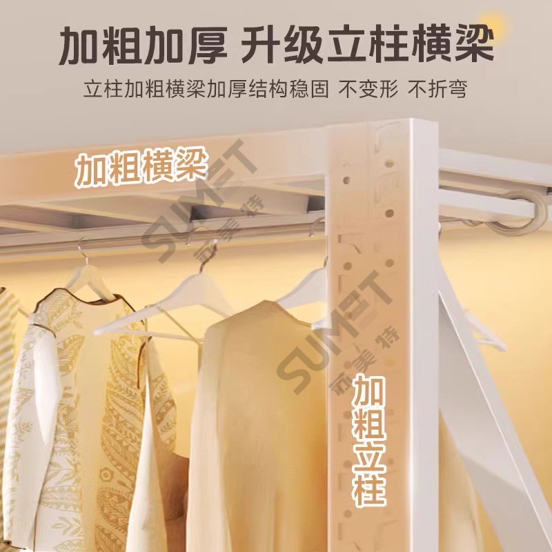 可移动货架衣架多层置物架挂衣铁架子推车万向轮家用置物架带轮子