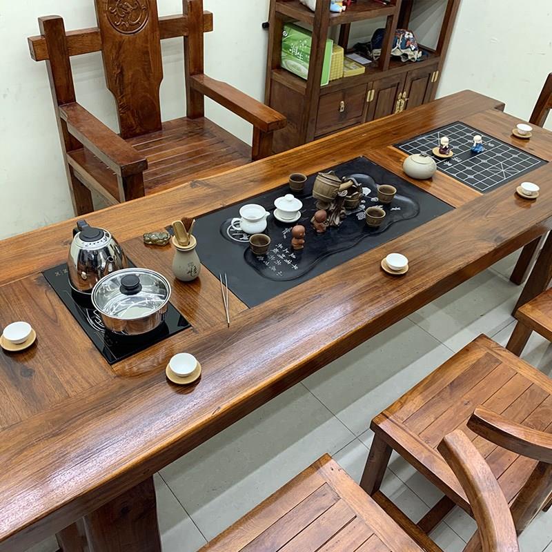 老船木茶桌椅组合实木茶台烧水壶一体简约家用阳台茶几办公室喝茶