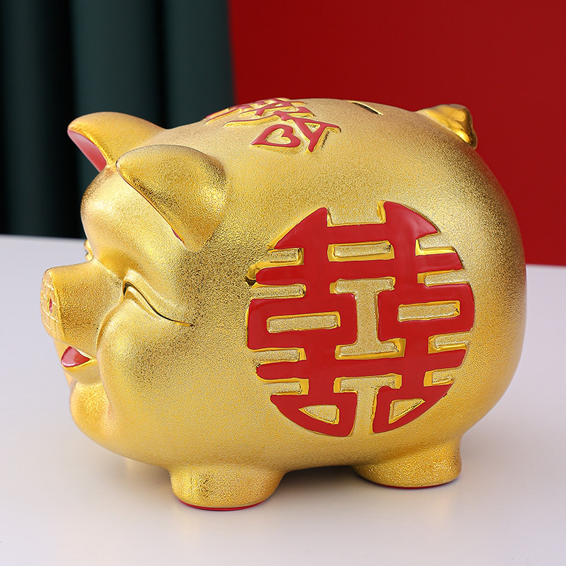 超大号陶瓷金猪存钱罐 结婚下帖用喜猪聘礼礼品 婚庆创意储蓄罐