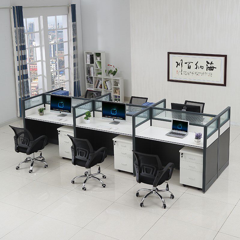 职员办公桌简约现代职员2/4/6人位屏风桌椅组合卡座公司员工桌