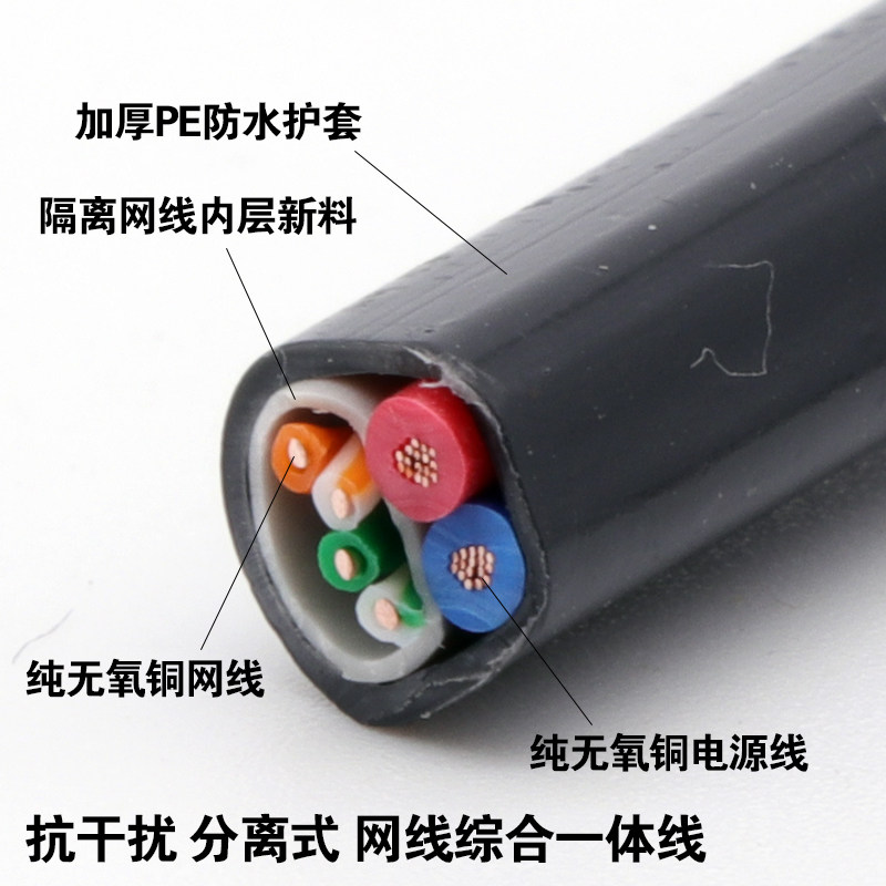 网线加电源线 4芯网络线加带电源室外综合一体线分隔式无氧铜监控