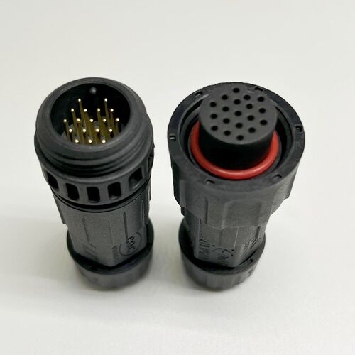 LLT利路通M19-18芯公母对接UL防水连接器螺帽锁紧焊线传感器接头