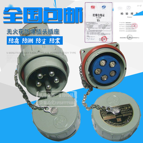 5芯100A 无火花型防爆插头插座连接器 三相五极 BJ-100A/YT/GZ