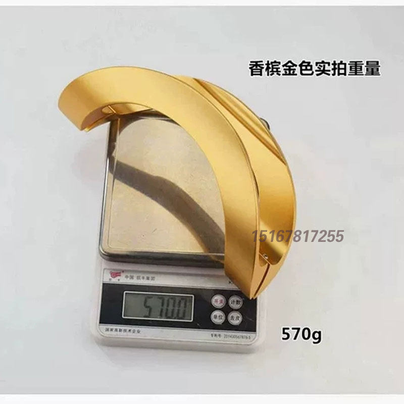 半圆形无框玻璃门拉手银色金色黑色实心铝合金大门把手木门把手