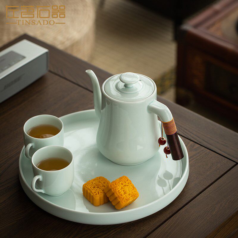左茗右器影青瓷泡茶壶大容量凉水壶冷水壶防烫花茶壶陶瓷水具套装