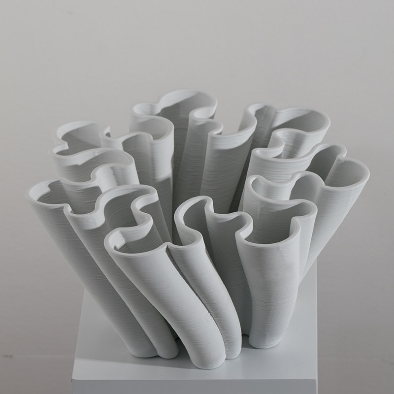 白色3D陶瓷花瓶2022新款轻奢高级摆件客厅插花装饰品创意家居花器
