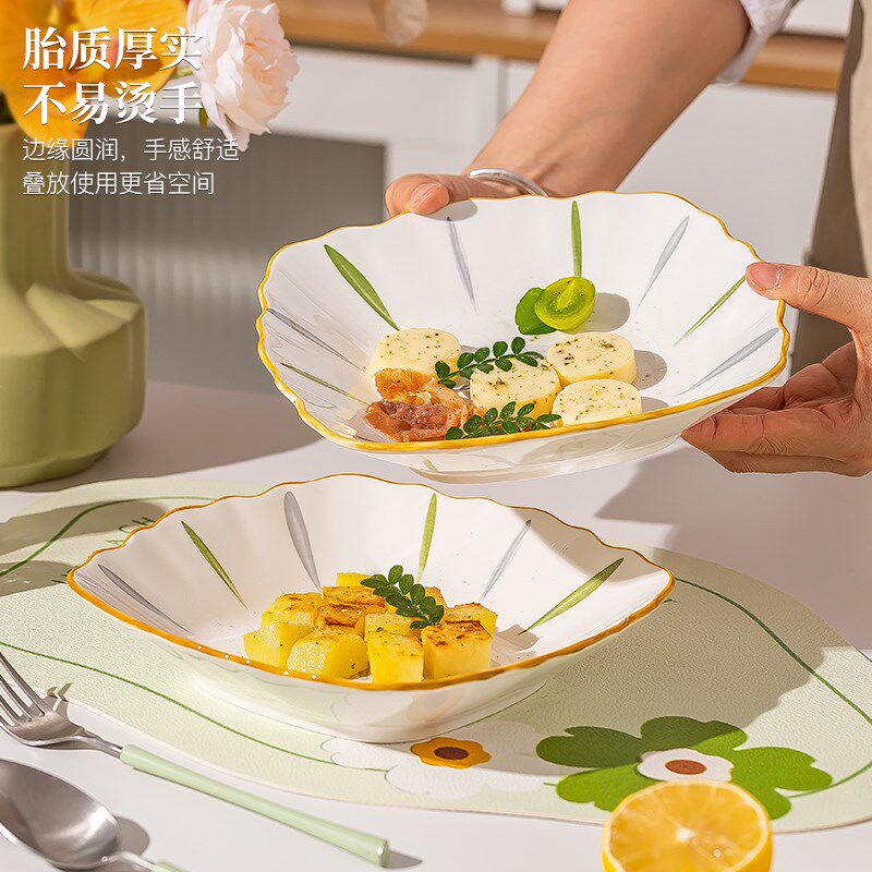 漂亮盘子菜盘家用日式陶瓷餐盘深盘轻奢高级感菜碟釉下彩餐具碟子