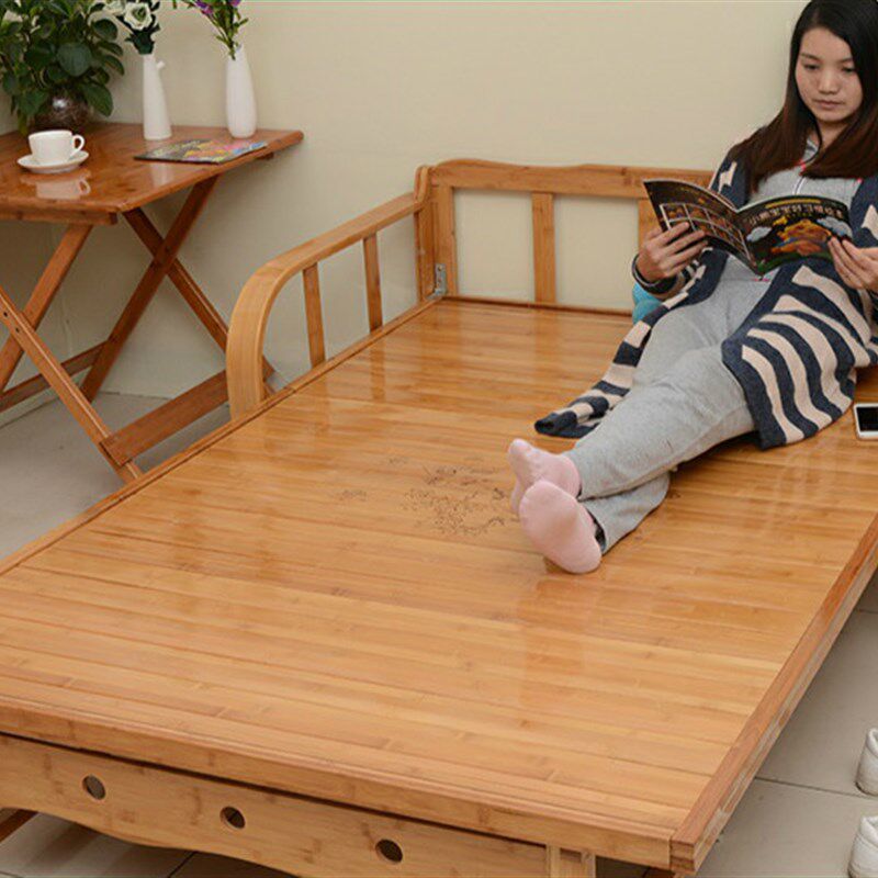 折叠床双人单人午睡午休家用成人简易竹床实木竹子两用沙发床1.5